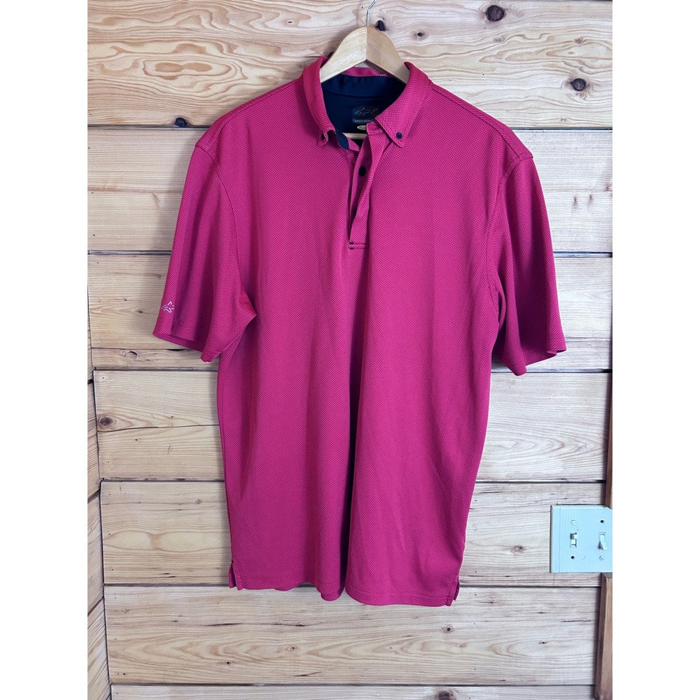 Greg Norman Mens Play‎ Dry Golf Polo Shirt Pink Textured Short Sleeve Large L